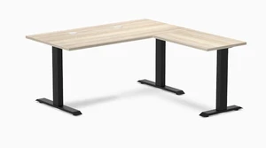 Desky Zero Laminate L-Shape Office Desk - Classic Oak / 59 x 29.5 x 61 x 19.7 in with Grommets / Matte Black Desky Zero Laminate L-Shape Office Desk - Classic Oak / 59 x 29.5 x 61 x 19.7 in with Grommets / Matte Black
