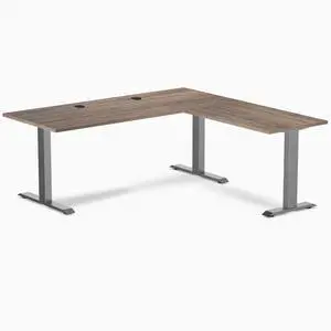 Desky Zero Laminate L-Shape Office Desk - Natural Walnut / 70.9 x 29.5 x 68.9 x 23.6 in with Grommets / Space Gray Desky Zero Laminate L-Shape Office Desk - Natural Walnut / 70.9 x 29.5 x 68.9 x 23.6 in with Grommets / Space Gray