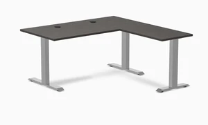 Desky Zero Laminate L-Shape Office Desk - Burnished Wood / 59 x 29.5 x 61 x 19.7 in with Grommets / Gray Desky Zero Laminate L-Shape Office Desk - Burnished Wood / 59 x 29.5 x 61 x 19.7 in with Grommets / Gray