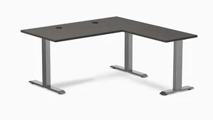 Desky Zero Laminate L-Shape Office Desk - Burnished Wood / 59 x 29.5 x 61 x 19.7 in with Grommets / Space Gray Desky Zero Laminate L-Shape Office Desk - Burnished Wood / 59 x 29.5 x 61 x 19.7 in with Grommets / Space Gray