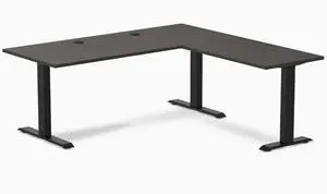 Desky Zero Laminate L-Shape Office Desk - Burnished Wood / 70.9 x 29.5 x 68.9 x 23.6 in with Grommets / Matte Black Desky Zero Laminate L-Shape Office Desk - Burnished Wood / 70.9 x 29.5 x 68.9 x 23.6 in with Grommets / Matte Black