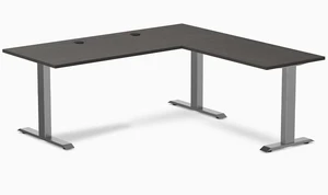 Desky Zero Laminate L-Shape Office Desk - Burnished Wood / 70.9 x 29.5 x 68.9 x 23.6 in with Grommets / Space Gray Desky Zero Laminate L-Shape Office Desk - Burnished Wood / 70.9 x 29.5 x 68.9 x 23.6 in with Grommets / Space Gray