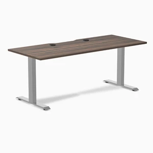 Desky Zero Scalloped Laminate Office Desk - Jarrah Legno / 70.9 x 29.5 in with Grommets / Gray Desky Zero Scalloped Laminate Office Desk - Jarrah Legno / 70.9 x 29.5 in with Grommets / Gray