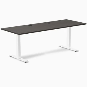 Desky Zero Laminate Office Desk - Burnished Wood / 78.7 x 29.5 in with Grommets / White Desky Zero Laminate Office Desk - Burnished Wood / 78.7 x 29.5 in with Grommets / White
