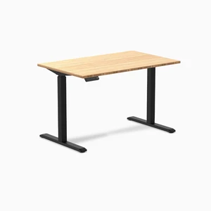Desky Single Sit Stand Desk - Bamboo / 47.2 x 29.5 in / Black Desky Single Sit Stand Desk - Bamboo / 47.2 x 29.5 in / Black