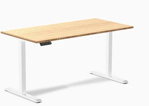 Desky Single Sit Stand Desk - Bamboo / 59 x 29.5 in / White Desky Single Sit Stand Desk - Bamboo / 59 x 29.5 in / White