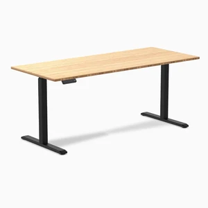 Desky Single Sit Stand Desk - Bamboo / 70.9 x 29.5 in / Black Desky Single Sit Stand Desk - Bamboo / 70.9 x 29.5 in / Black