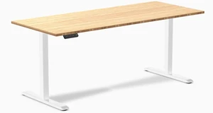 Desky Single Sit Stand Desk - Bamboo / 70.9 x 29.5 in / White Desky Single Sit Stand Desk - Bamboo / 70.9 x 29.5 in / White