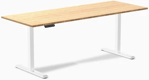 Desky Single Sit Stand Desk - Bamboo / 78.7 x 29.5 in / White Desky Single Sit Stand Desk - Bamboo / 78.7 x 29.5 in / White