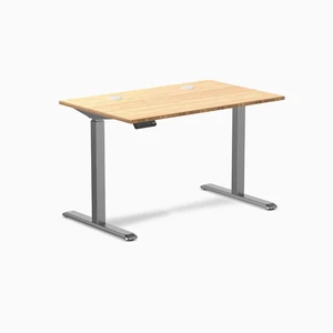 Desky Single Sit Stand Desk - Bamboo / 47.2 x 29.5 in with Grommets / Space Gray Desky Single Sit Stand Desk - Bamboo / 47.2 x 29.5 in with Grommets / Space Gray