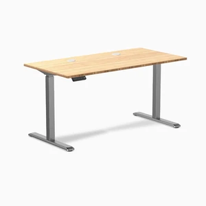 Desky Single Sit Stand Desk - Bamboo / 59 x 29.5 in with Grommets / Space Gray Desky Single Sit Stand Desk - Bamboo / 59 x 29.5 in with Grommets / Space Gray