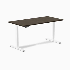 Desky Single Sit Stand Desk - Dark Bamboo / 59 x 29.5 in / White Desky Single Sit Stand Desk - Dark Bamboo / 59 x 29.5 in / White
