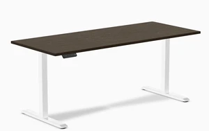 Desky Single Sit Stand Desk - Dark Bamboo / 70.9 x 29.5 in / White Desky Single Sit Stand Desk - Dark Bamboo / 70.9 x 29.5 in / White