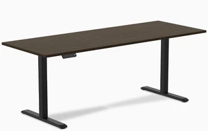 Desky Single Sit Stand Desk - Dark Bamboo / 78.7 x 29.5 in / Black Desky Single Sit Stand Desk - Dark Bamboo / 78.7 x 29.5 in / Black