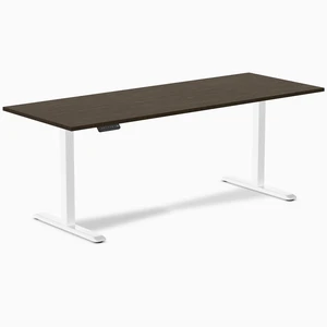 Desky Single Sit Stand Desk - Dark Bamboo / 78.7 x 29.5 in / White Desky Single Sit Stand Desk - Dark Bamboo / 78.7 x 29.5 in / White