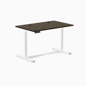 Desky Single Sit Stand Desk - Dark Bamboo / 47.2 x 29.5 in with Grommets / White Desky Single Sit Stand Desk - Dark Bamboo / 47.2 x 29.5 in with Grommets / White