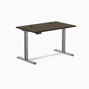 Desky Single Sit Stand Desk - Dark Bamboo / 47.2 x 29.5 in with Grommets / Space Gray Desky Single Sit Stand Desk - Dark Bamboo / 47.2 x 29.5 in with Grommets / Space Gray