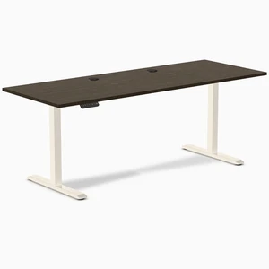 Desky Single Sit Stand Desk - Dark Bamboo / 78.7 x 29.5 in with Grommets / Wheat Desky Single Sit Stand Desk - Dark Bamboo / 78.7 x 29.5 in with Grommets / Wheat