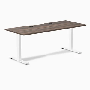 Desky Zero Scalloped Laminate Office Desk - Jarrah Legno / 70.9 x 29.5 in with Grommets / White Desky Zero Scalloped Laminate Office Desk - Jarrah Legno / 70.9 x 29.5 in with Grommets / White
