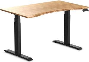 Desky Dual Ergo Edge Sit Stand Desk - Bamboo / 47.2 x 29.5 inches / Matte Black