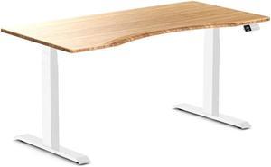 Desky Dual Ergo Edge Sit Stand Desk - Bamboo / 59.1 x 29.5 inches / White