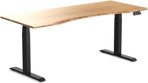 Desky Dual Ergo Edge Sit Stand Desk - Bamboo / 70.9 x 29.5 inches / Matte Black