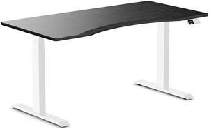 Desky Dual Ergo Edge Sit Stand Desk - Dark Bamboo / 59.1 x 29.5 inches / White