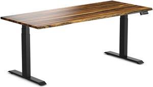 Desky Dual Hardwood Sit Stand Desk - Pheasantwood / 72 x 30 inches / Matte Black