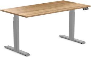 Desky Dual Hardwood Sit Stand Desk - White Oak / 60 x 30 inches / Grey