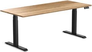 Desky Dual Hardwood Sit Stand Desk - White Oak / 72 x 30 inches / Matte Black