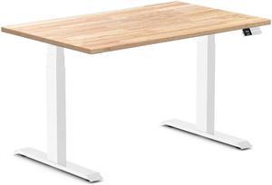 Desky Dual Rubberwood Sit Stand Desk - Natural Timber / 48 x 30 inches / White