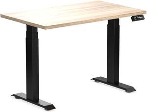 Desky Dual Mini Sit Stand Desk - Classic Oak / 40 x 24 inches / Matte Black