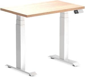 Desky Dual Mini Sit Stand Desk - Sublime Teak / 32 x 20 inches / White