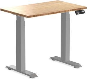 Desky Dual Mini Bamboo Sit Stand Desk - Bamboo / 31.5"x19.7" / Grey