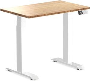 Desky Dual Mini Bamboo Sit Stand Desk - Bamboo / 31.5"x19.7" / White