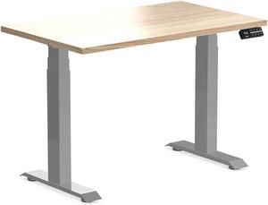 Desky Dual Mini Hardwood Sit Stand Desk - White Ash / 39.4 x 23.6 inches / Grey