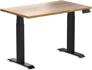 Desky Dual Mini Hardwood Sit Stand Desk - Teak / 39.4 x 23.6 inches / Matte Black