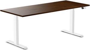 Desky Dual Rubberwood Sit Stand Desk - Dark Walnut / 72 x 30 inches / White