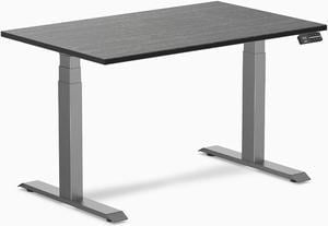 Desky Dual Bamboo Sit Stand Desk - Dark Bamboo / 48 x 30 inches / Space Grey