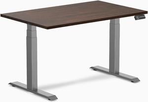 Desky Dual Rubberwood Sit Stand Desk - Dark Walnut / 48 x 30 inches / Space Grey