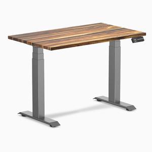 Desky Dual Mini Hardwood Sit Stand Desk - Pheasantwood / 39.4 x 23.6 inches / Space Grey