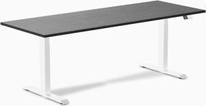 Desky Dual Bamboo Sit Stand Desk - Dark Bamboo / 80 x 30 inches / White