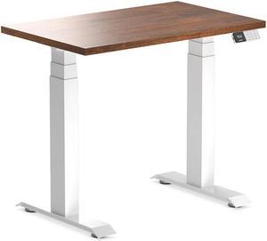 Desky Dual Mini Rubberwood Sit Stand Desk - Red Walnut / 31.5 x 19.7 inches / White