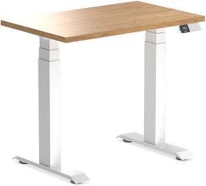 Desky Dual Mini Rubberwood Sit Stand Desk - Light Oak / 31.5 x 19.7 inches / White