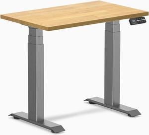 Desky Dual Mini Rubberwood Sit Stand Desk - Light Oak / 31.5 x 19.7 inches / Space Grey