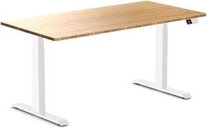 Desky Dual Bamboo Sit Stand Desk - Bamboo / 60 x 30 inches / White