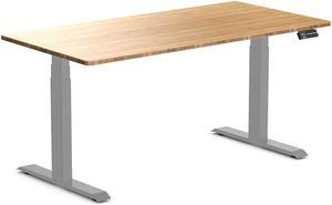 Desky Dual Bamboo Sit Stand Desk - Bamboo / 60 x 30 inches / Grey