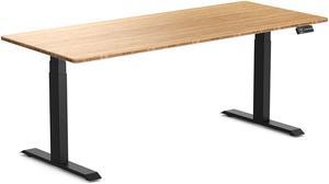 Desky Dual Bamboo Sit Stand Desk - Bamboo / 72 x 30 inches / Matte Black