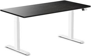 Desky Dual Bamboo Sit Stand Desk - Dark Bamboo / 60 x 30 inches / White