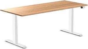 Desky Dual Hardwood Sit Stand Desk - Red Oak / 72 x 30 inches / White